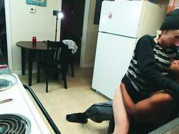 Crazy duo is having multiracial hookup in the kitchen and attempting not to yell too noisy